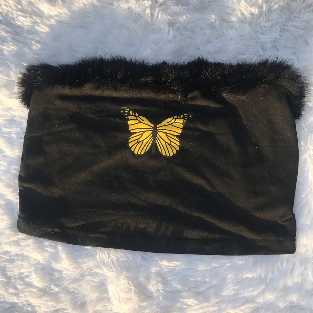 Fuzzy Butterfly Tube Top